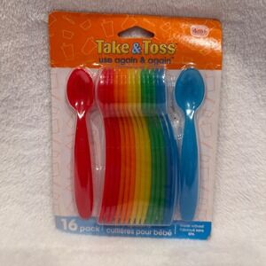 The First Years Take & Toss Infant Spoons 16 Pack Rainbow Colors BPA Free 4m+